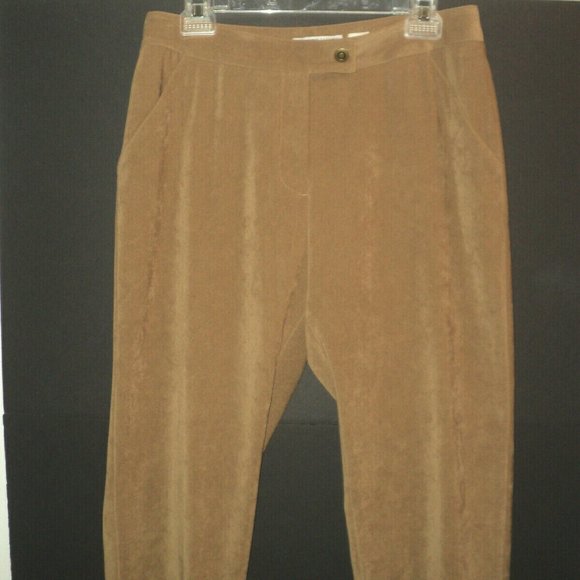 Ann Trinity Pants Size 8 Suede-Look Golden Tan - Picture 2 of 7